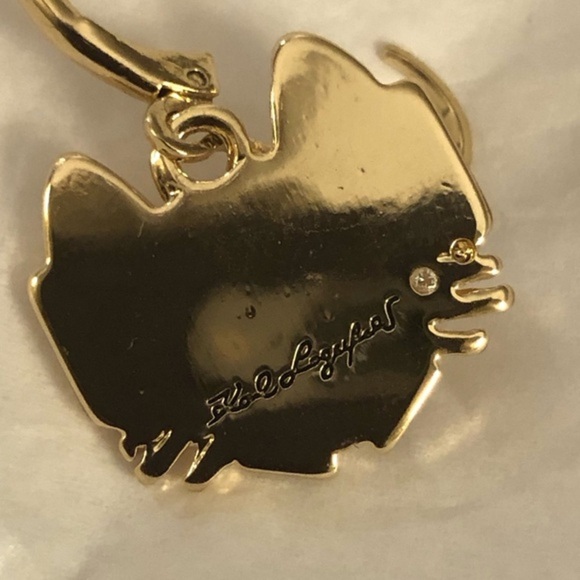 Karl Lagerfeld black white gold plated choupette cat dangling latchback earrings - Picture 7 of 7